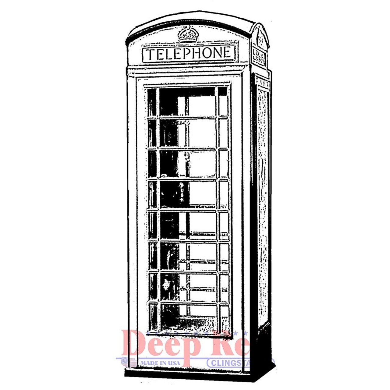 Deep Red Stamps Phone Booth Rubber Cling Stamp 1.5 x 3.25 inches